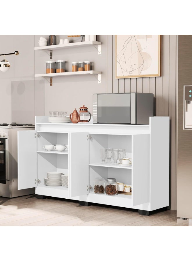 Ryzen 4-Door Retro Buffet Sideboard Rack Office Coffee Corner (White) - Image 3