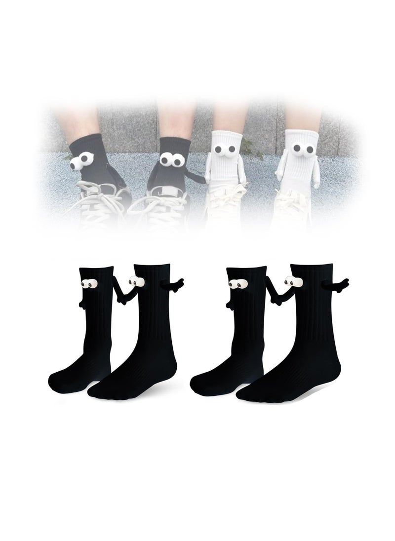 SYOSI - Holding Hands Socks, Couple Magnetic Hand Socks, Unisex Mid Tube Funny Hand In Hand Socks, Couple Holding Hands Socks, Funny Socks, Matching Couple Socks, Mid-Tube Socks (2 Black) - Image 1