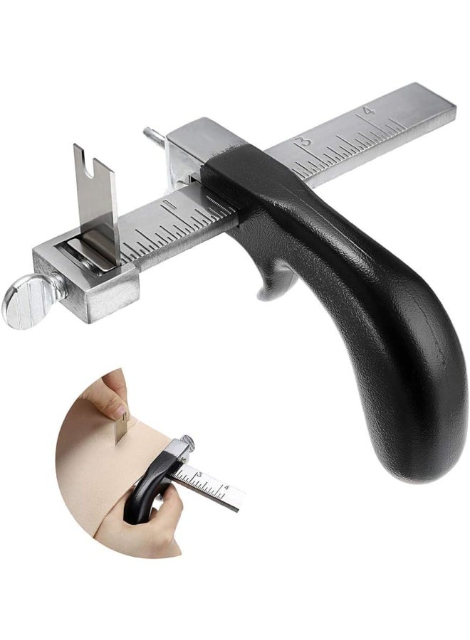 أداة قطع جلدية مع مقبض ألومنيوم، أداة قطع حزام جلدي يدوية مع ملحقات - أداة تقطيع جلدية من الفولاذ المقاوم للصدأ لصناعة الجلود اليدوية