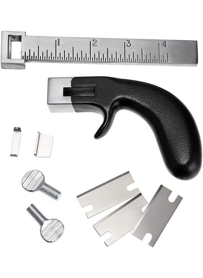 أداة قطع جلدية مع مقبض ألومنيوم، أداة قطع حزام جلدي يدوية مع ملحقات - أداة تقطيع جلدية من الفولاذ المقاوم للصدأ لصناعة الجلود اليدوية