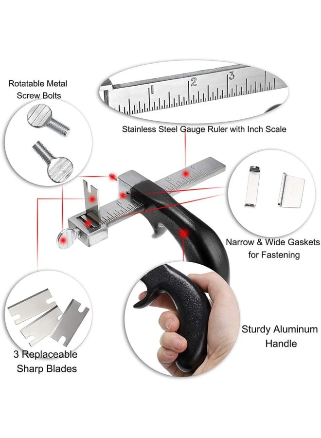 أداة قطع جلدية مع مقبض ألومنيوم، أداة قطع حزام جلدي يدوية مع ملحقات - أداة تقطيع جلدية من الفولاذ المقاوم للصدأ لصناعة الجلود اليدوية