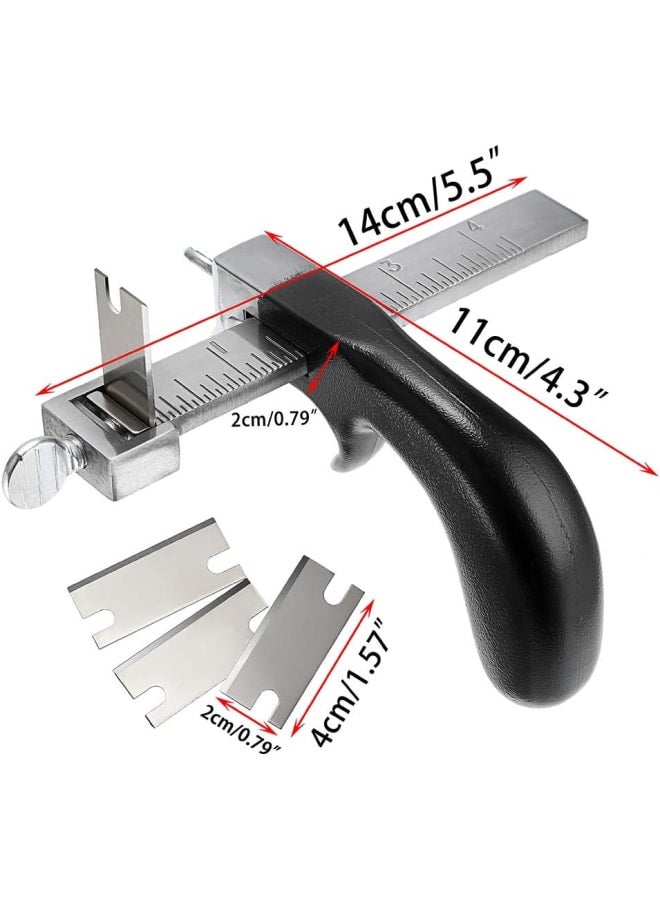 أداة قطع جلدية مع مقبض ألومنيوم، أداة قطع حزام جلدي يدوية مع ملحقات - أداة تقطيع جلدية من الفولاذ المقاوم للصدأ لصناعة الجلود اليدوية