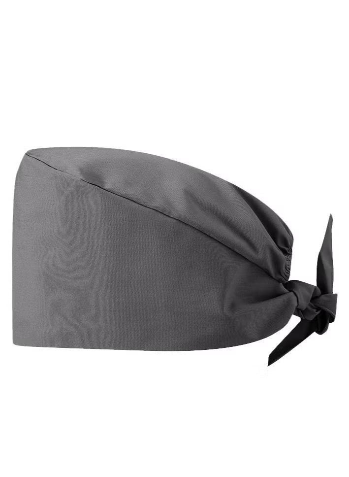 Realfrog Pack of 2 Surgical Caps for Female and Male, Cotton Nursing Cap, Working Cap,Adjustable Cotton Working Hats,Sweatband Cotton Ponytail Holder, Long Hair Head Covers Hair Caps,Grey Nurse hat - Image 2