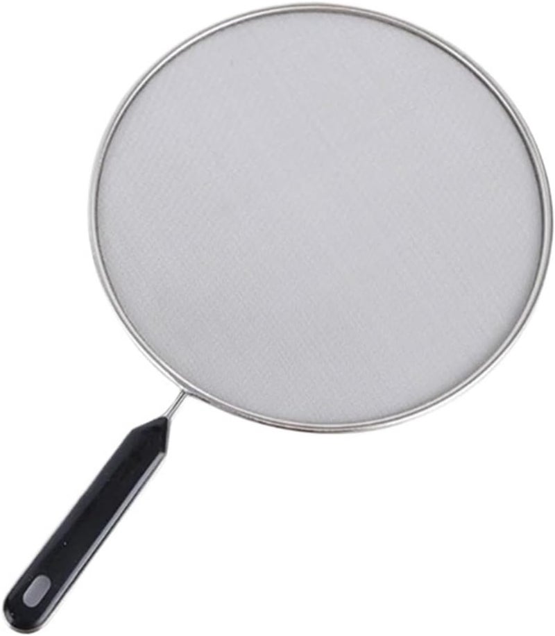 Mesh Splatter Guard With Handle Splash-Proof Cooking Cover For Frying Pans And Pots Temperature Resistant Lid For Iron Skillets(Black M) - Image 1