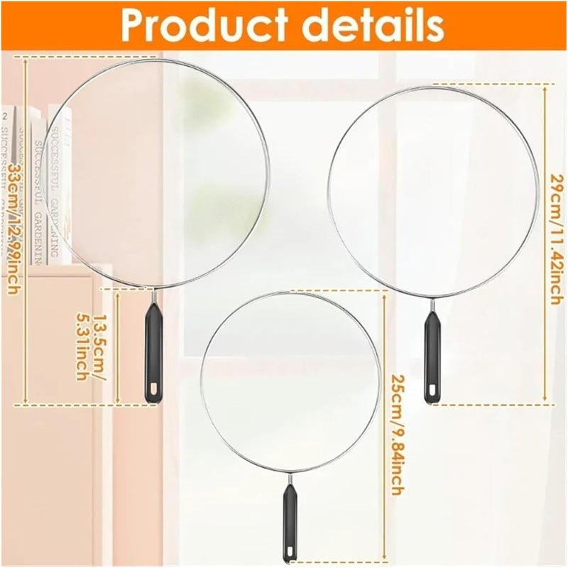 Mesh Splatter Guard With Handle Splash-Proof Cooking Cover For Frying Pans And Pots Temperature Resistant Lid For Iron Skillets(Black M) - Image 4