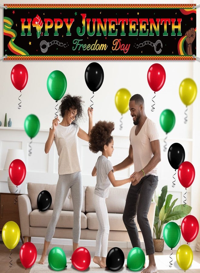 Breling 36 Pieces Happy Juneteenth Decoration Large Fabric June 19th Yard Sign Outdoor Patriotic Juneteenth Banner with Latex Balloons for African Afro American Juneteenth Holiday Party Supplies - Image 4