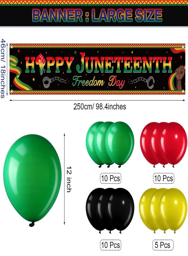 Breling 36 Pieces Happy Juneteenth Decoration Large Fabric June 19th Yard Sign Outdoor Patriotic Juneteenth Banner with Latex Balloons for African Afro American Juneteenth Holiday Party Supplies - Image 2
