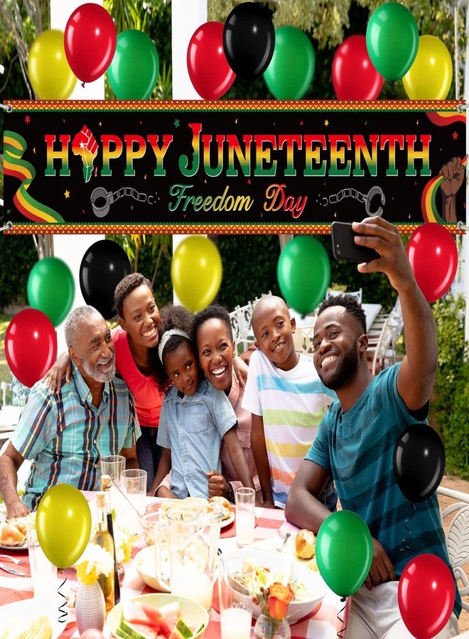 Breling 36 Pieces Happy Juneteenth Decoration Large Fabric June 19th Yard Sign Outdoor Patriotic Juneteenth Banner with Latex Balloons for African Afro American Juneteenth Holiday Party Supplies - Image 5