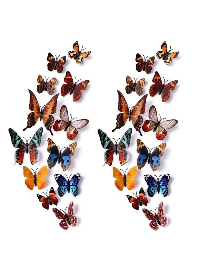 Amaonm ® 24Pcs 3D Vivid Special Manmade Lively Butterfly Art Diy Decor Wall Stickers Decals Nursery Decoration Bathroom Décor Office Décor 3D Wall Art 3D Crafts For Wall Art Kids Room Bedroom  - Image 1