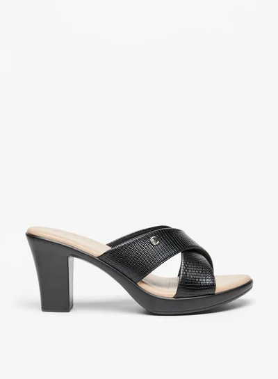 Le Confort Women's Textured Cross Strap Sandals with Block Heels