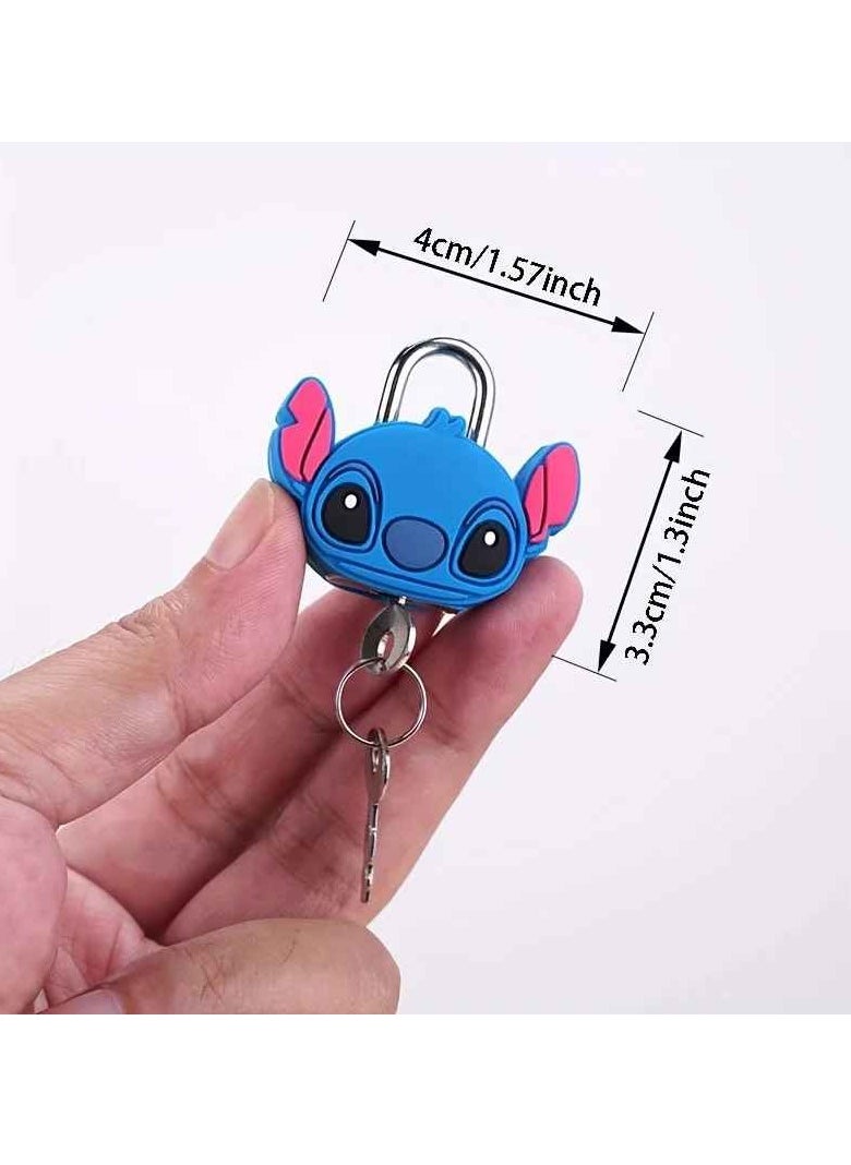 Metal Mini Padlock, Stitch Cartoon PVC Doll Lock, Creative Cute Safety Anti Theft Luggage Lock, Durable Portable Anime Cartoon Keychain Locks, (1pc, Blue, Design A)  - Image 2
