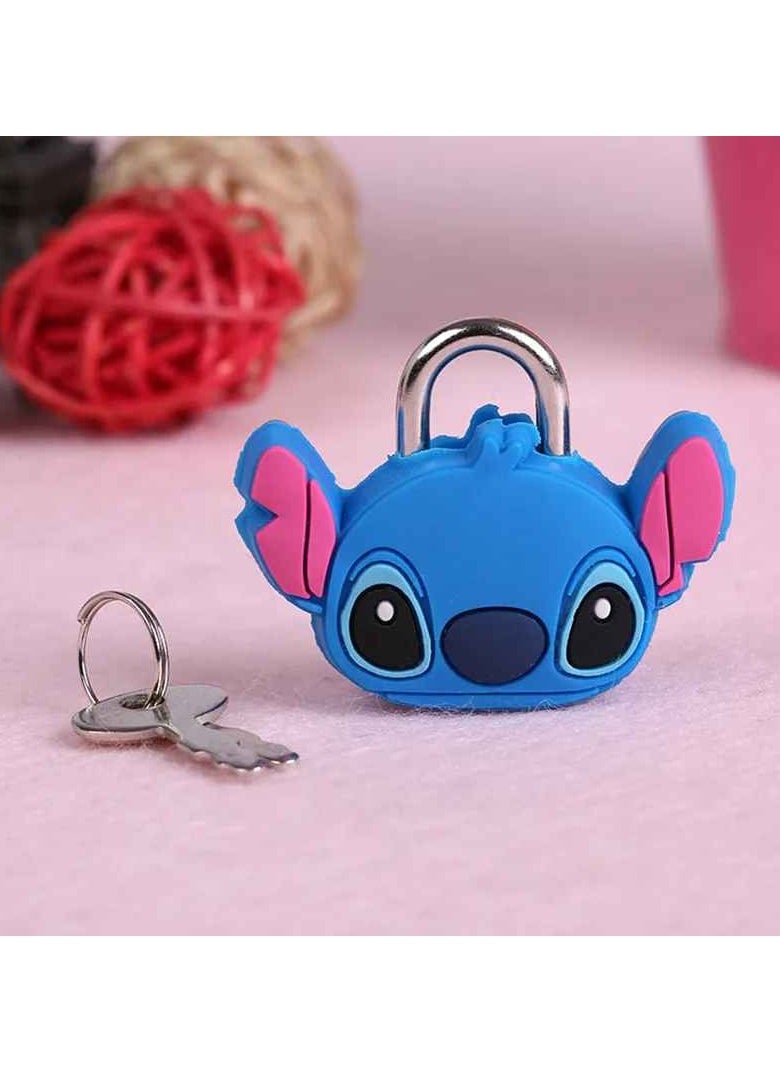 Metal Mini Padlock, Stitch Cartoon PVC Doll Lock, Creative Cute Safety Anti Theft Luggage Lock, Durable Portable Anime Cartoon Keychain Locks, (1pc, Blue, Design A)  - Image 3