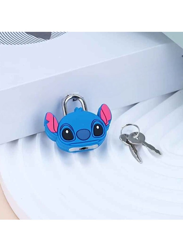 Metal Mini Padlock, Stitch Cartoon PVC Doll Lock, Creative Cute Safety Anti Theft Luggage Lock, Durable Portable Anime Cartoon Keychain Locks, (1pc, Blue, Design A)  - Image 4