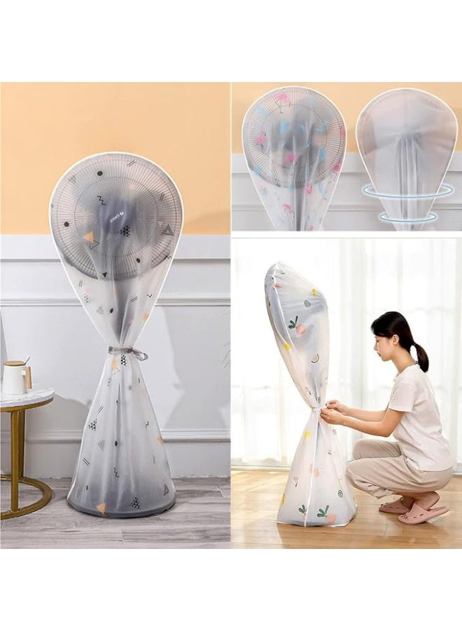 Fan Dust Cover for Vertical Circular Fans, Waterproof and Washable Floor Fan Protective Cover, Household and Outdoor Moisture-Proof Fan Storage, Geometry Pattern, Durable Dustproof Fan Sleeve - Image 2