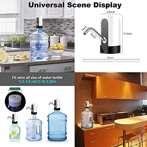 Vshinic Smart USB Rechargeable Water Jug Pump Dispenser - 5 Gallon Automatic Drinking Water Pump for Universal Bottle - White - Image 4