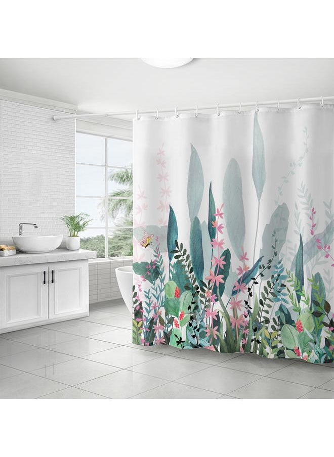 Bluejw Polyester Shower Curtain  Explosions Flowers And Plants Watercolor Bathroom Four-piece Dry And Wet Separation Isolation Waterproof Bath  - Image 1