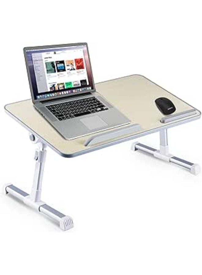 مكتب سرير قابل للتعديل للابتوب مع مروحة تبريد USB - حامل محمول وطاولة سرير للعمل، الكتابة، أو الأكل (متوسط 20.4x11.8 إنش) - Image 1