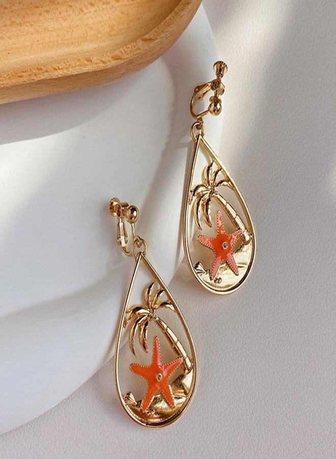Frodete Starfish Seashell Earrings for Women Beach Jewelry Pearl Drop Shell Dangle Tropical Vacation Outfits Accessory Ocean Summer Outfits Tropical Beach Vacation Clothes Dresses - Image 5