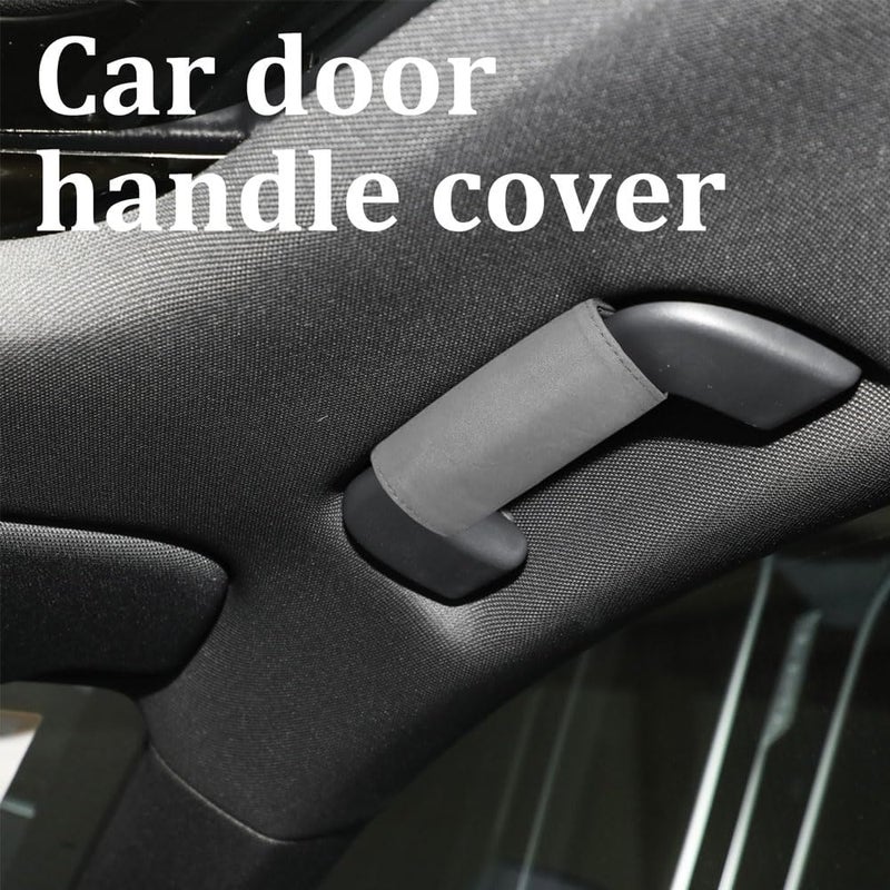 HEVLE 2PCS Car Inside Door Handle Protector, Car Handle Protector, Leather Anti-Scratch Car Handle Cover for Car Decorations, Universal Car Accessories Fits Car (Gray) - Image 3