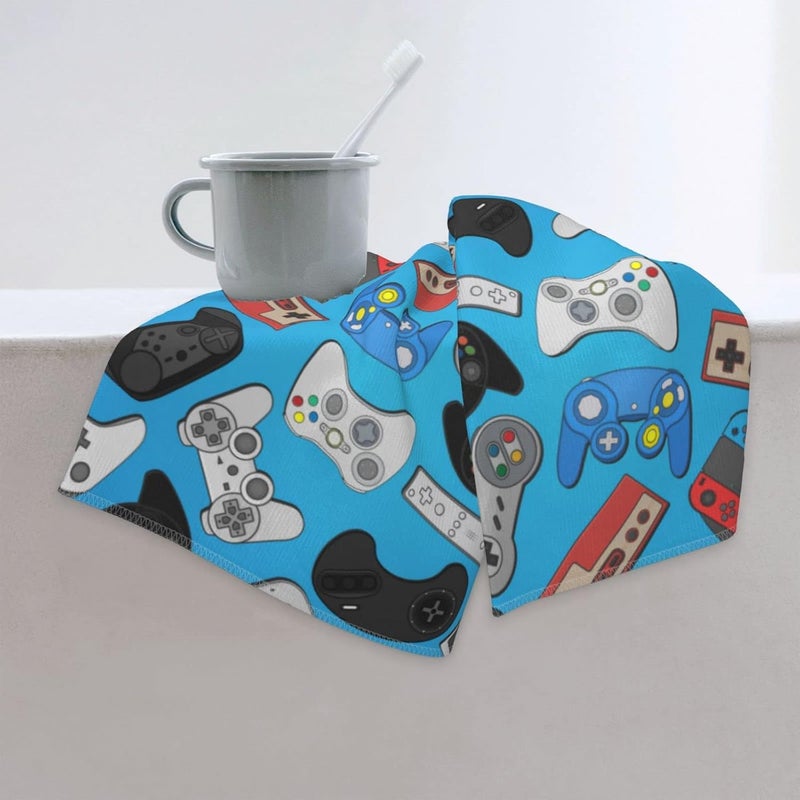 Perinsto Video Game Controller Background Hand Towel Gaming Theme Decorative Fingertip Towels Multipurpose for Bathroom Kitchen Gym and Spa, 27.5" X 15.7" - Image 3