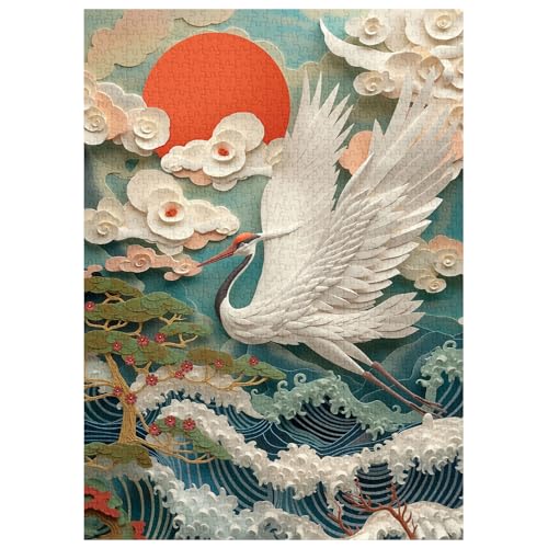 PPuzzling Vintage Crane Puzzles for Adults 1000 Pieces Colorful Bird Art Jigsaw Puzzles Challenging Flower Animal Puzzles as Wall Art Decor - Image 5