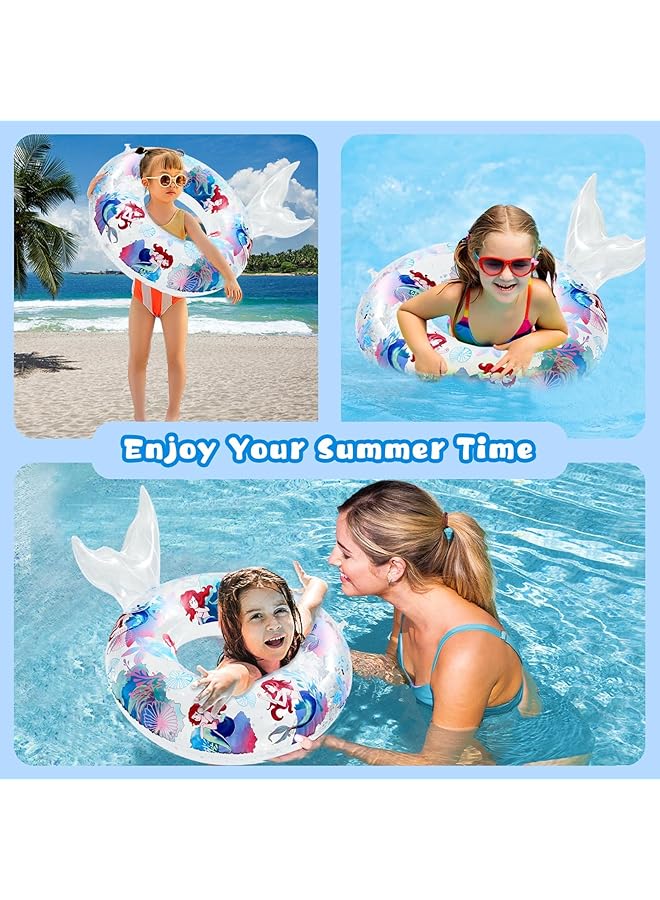 KASTWAVE Swimming Ring For Kids Inflatable Ring Pool Floats Mermaid Transparent Floating Swimming Ring With Sequin Rubber Ring Summer Pool Beach Party For 4 9 Years Kids Girl Summer Beach Water Party Toys - Image 4