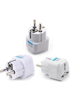 INFLUX PACK OF 3 Type E/F 2-Pin Grounded Plug Adapter Multi Travel Adapter Suchko To Universal Power Adapter UK/US/AU to EU Converter  - Image 1