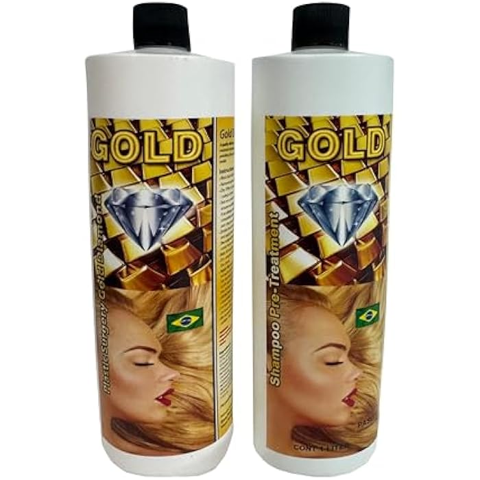 KERA FRUIT Cirugia Capilar Gold Diamond Brillo de Oro Brazilian Hair Treatment + Shampoo (32 oz) Surgery Capilar Natural - Image 1