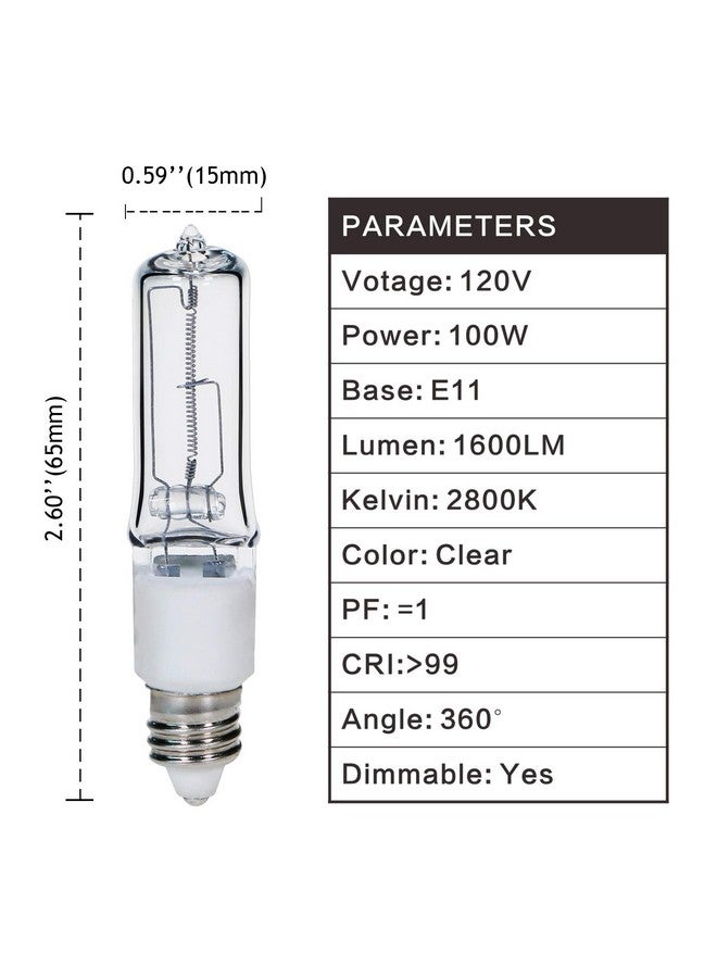 GMY JDE11 120V 100W T4 Mini Candelabra Base 1600lm 2800K Clear Dimmable JD E11 Halogen Light Bulbs 4Pack - Image 3