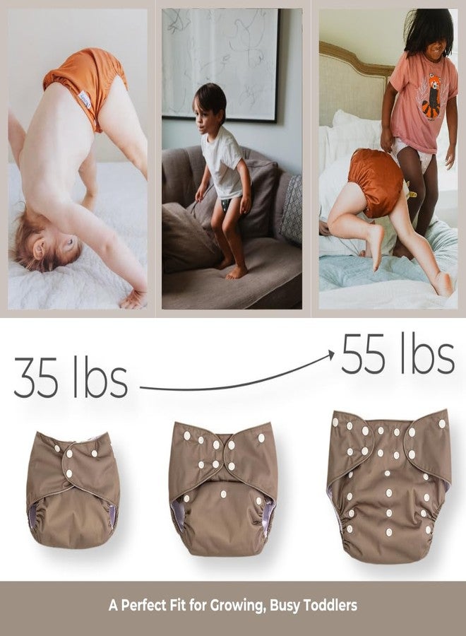 Nora's Nursery Large Pocket Cloth Diaper 7 Pack for Toddlers 35 to 55lbs with 1 Wet Bag - Waterproof Cover, Washable, Reusable & One Size Adjustable - Pacific Neutrals - Image 3