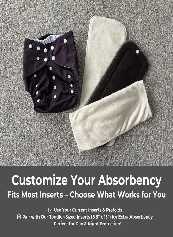 Nora's Nursery Large Pocket Cloth Diaper 7 Pack for Toddlers 35 to 55lbs with 1 Wet Bag - Waterproof Cover, Washable, Reusable & One Size Adjustable - Pacific Neutrals - Image 5