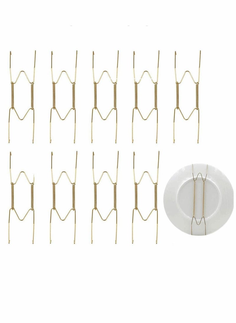 Y&D 10Pieces Invisible Plate Hangers Wall Stainless Steel Decorative Wire Holders in Various Sizes with 10 Pieces Hooks for Plates and Art  - Image 1