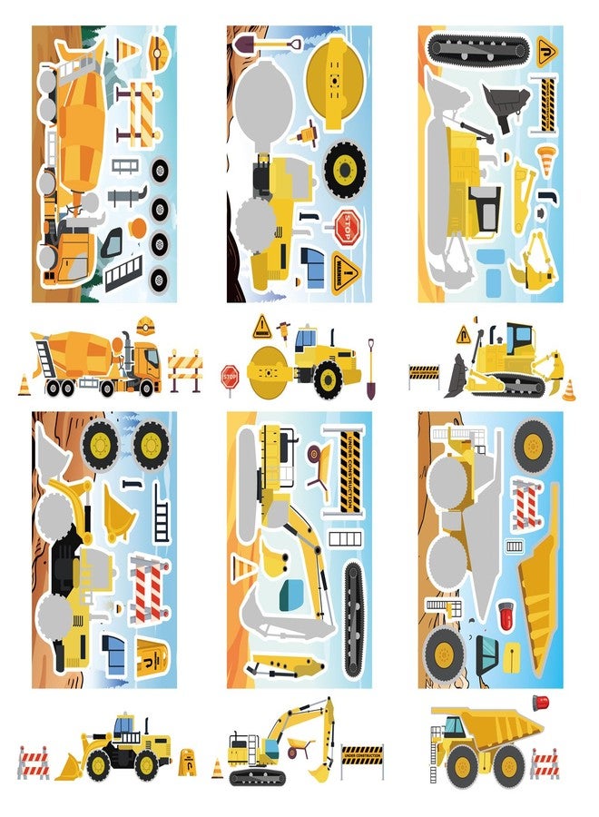 OTAITY 24 Sheets Make Your Own Construction Vehicle Stickers for Kids Boys, Make-a-face Stickers, Engineering Vehicles Stickers Fire Trucks Excavator Construction for Kids Construction Themed Party Favors - Image 4