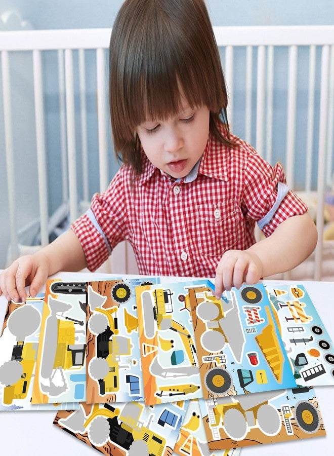 OTAITY 24 Sheets Make Your Own Construction Vehicle Stickers for Kids Boys, Make-a-face Stickers, Engineering Vehicles Stickers Fire Trucks Excavator Construction for Kids Construction Themed Party Favors - Image 5