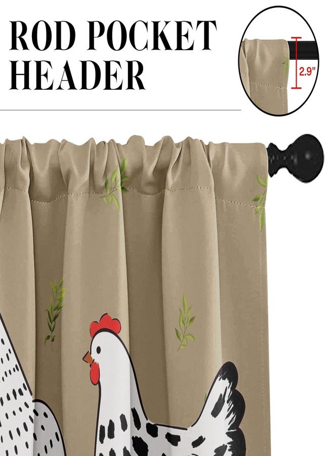 Tayney Rooster Kitchen Window Curtains Valance and Tier Set 36 Inch Farmhouse Black White Chicken Rod Pocket Short Tier Curtain, Vintage Rustic Small Drapes for Kitchen Decor - Image 3