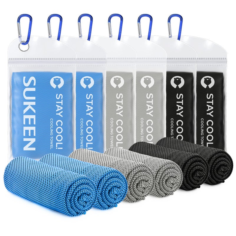 Sukeen Cooling Towels for Neck and Face 40 x 12 Cooling Towel 6 Pack Microfiber Best Sports Cooling Cool Towels for Hot Weather Soft Breathable Cooling Towels for Sweat Athletes Men Women - Image 2