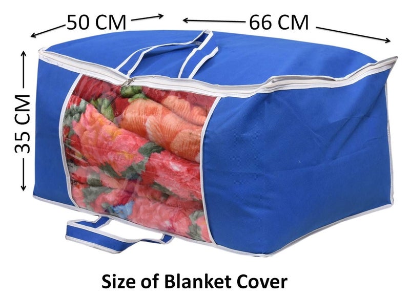 Yellow Weaves™ Combo of Underbed Storage Bag, Storage Organiser, Blanket Cover with Designer Handles, Set of 6 Pcs - Multi Color - Image 3