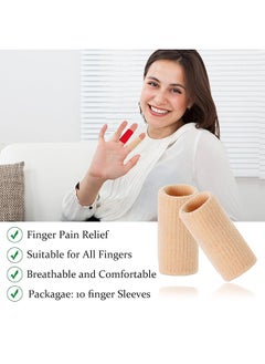 Depend Finger Sleeves 10PCS Thumb Splint Brace For Triggger Finger Support Breathable Elastic Finger Tape Compression Pression Protector For Reliving Pain Compression Aid For Sports  - Image 3