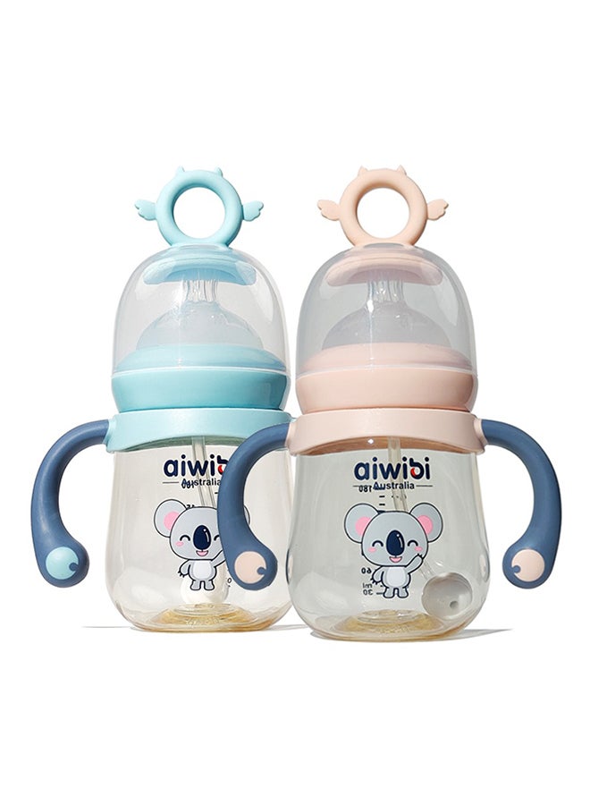 aiwibi Pack Of 2 Aiwibi Baby Feeding BPA-Free Bottles With Weighted Straw, 180ML, Pink/Blue - Image 2