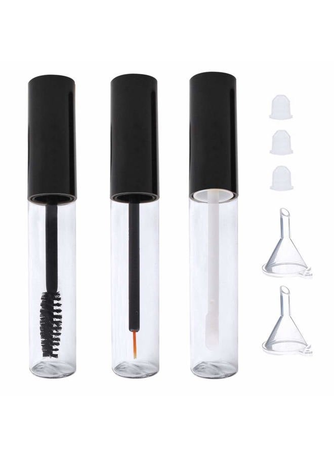 Pengxiaomei 10ml Empty Mascara Tube, Eyeliner Tube and Lip Gloss Tubes, Black Eyelash Cream Container Bottle with Funnels Transfer Pipettes (3pcs) - Image 1