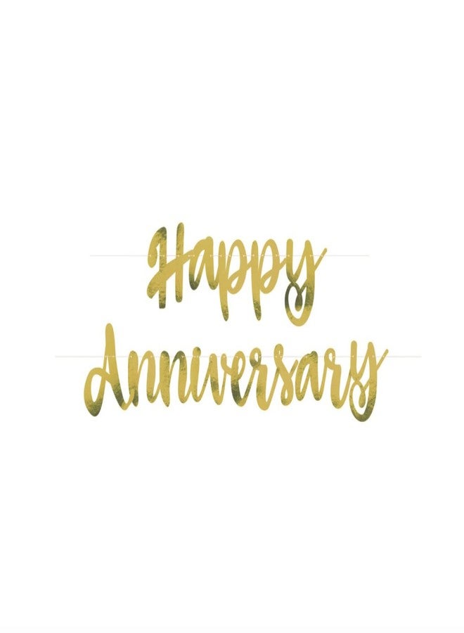 Unique Party Script Happy Anniversary Foil Banner - 3.5 Ft, Gold, 1 Pc - Image 1