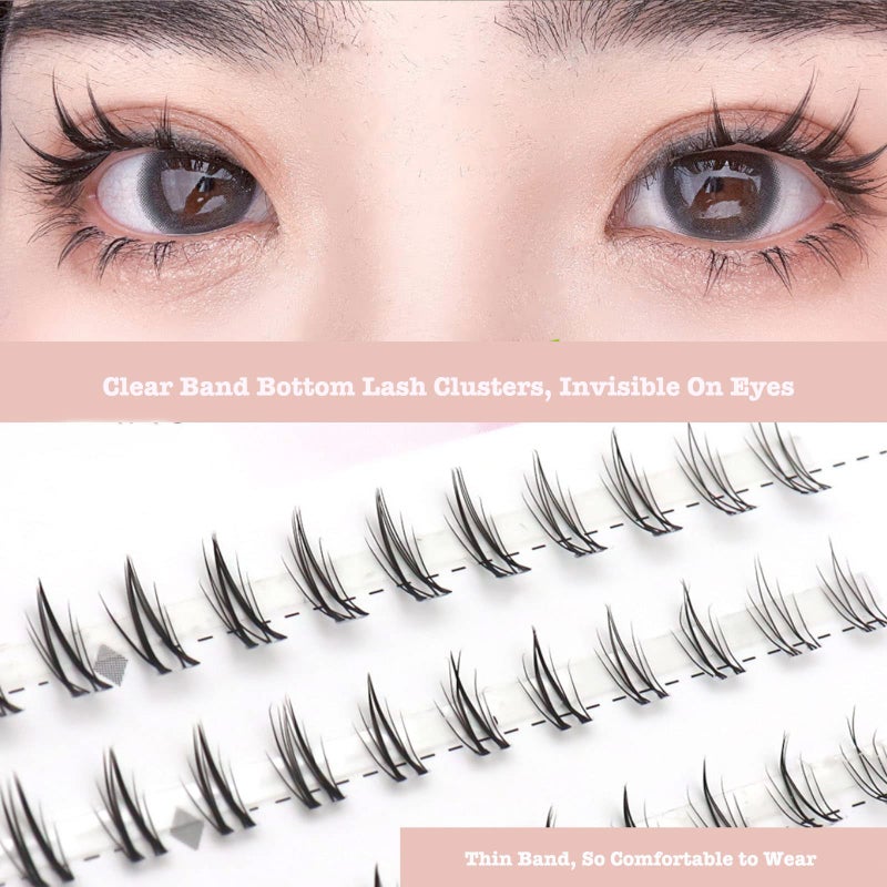 DAODER Bottom Lash Clusters DIY Eyelash Extensions - DAODER 90pcs Wispy Natural Look Clear Band Lashes for Bottom Eyelashes 6mm - Image 4