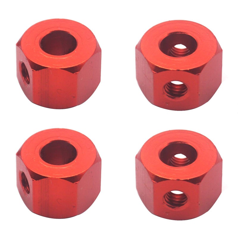 Vgoohobby 4Pack 12mm Metal Wheel Hex Hub Adapter Connector Compatible with WPL B14K C-14 C-24 1/16 MN-D90 MN-D90K MN45 MN99 1/12 RC Car Truck (Red) - Image 3