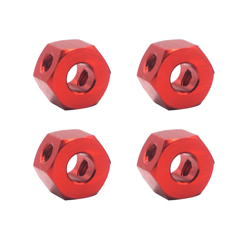 Vgoohobby 4Pack 12mm Metal Wheel Hex Hub Adapter Connector Compatible with WPL B14K C-14 C-24 1/16 MN-D90 MN-D90K MN45 MN99 1/12 RC Car Truck (Red) - Image 2