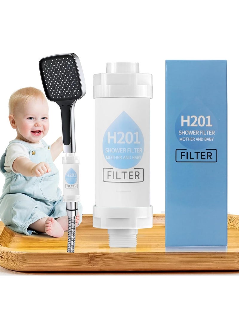 H201 Shower Head Filter - Vitamin C Shower Infuser , Hard Water Softener, Chlorine & Fluoride Shower Filter, Water Purifying Filtered Shower Head with Beads, Reduce Hair Loss & Dry Skin Ideal for Hard Water  - Image 1