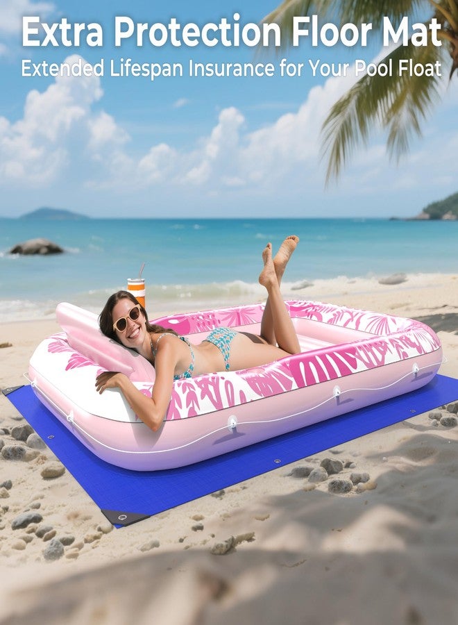 POOLACC Inflatable Tanning Pool Lounger Float with Protection Tarp, 85" x 57" Pool Floats Adult with Pillow, 6 in 1 Suntan Tub Raft Floatie, Sunbathing Water Bed Lounge Blow Up Kids Ball Pit Party Gifts-Pink - Image 2