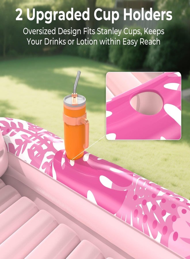 POOLACC Inflatable Tanning Pool Lounger Float with Protection Tarp, 85" x 57" Pool Floats Adult with Pillow, 6 in 1 Suntan Tub Raft Floatie, Sunbathing Water Bed Lounge Blow Up Kids Ball Pit Party Gifts-Pink - Image 5