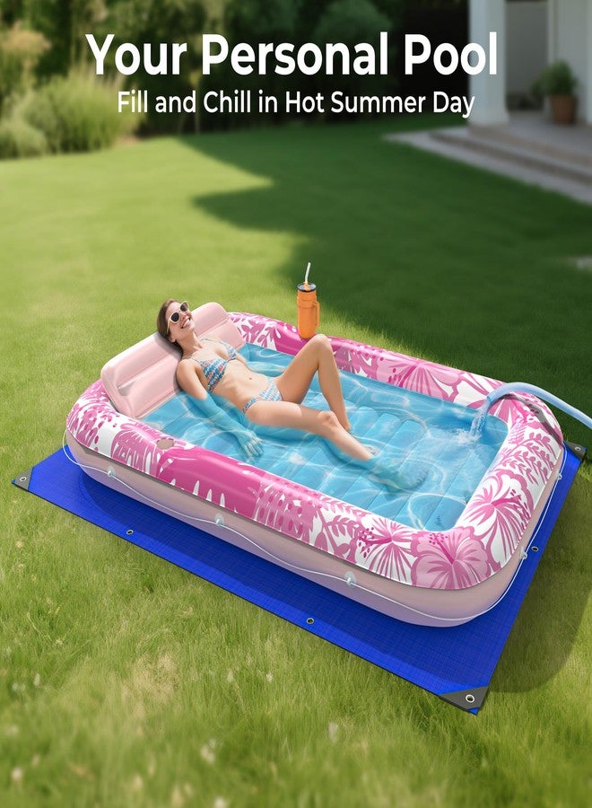 POOLACC Inflatable Tanning Pool Lounger Float with Protection Tarp, 85" x 57" Pool Floats Adult with Pillow, 6 in 1 Suntan Tub Raft Floatie, Sunbathing Water Bed Lounge Blow Up Kids Ball Pit Party Gifts-Pink - Image 4
