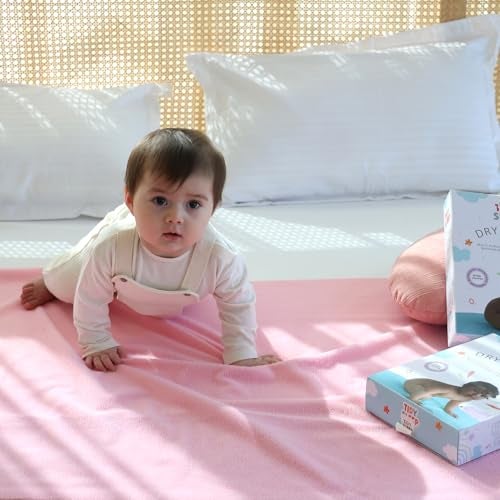 TIDY SLEEP Waterproof Baby Dry Sheet with Jersey Cotton Cloth Nappy Combo for New Born Baby Pink Small (Baby Pink) - Image 5