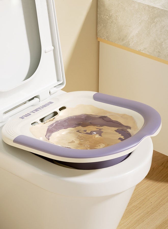 Hanayo حمامات Sitz لمقعد المرحاض بيديت حمامات Sitz للعناية بعد الولادة مع شطف للنساء الحوامل بيديت قابلة للطي للبالغين والأطفال بيديت سفر حوض نقع (بنفسجي) - Image 2